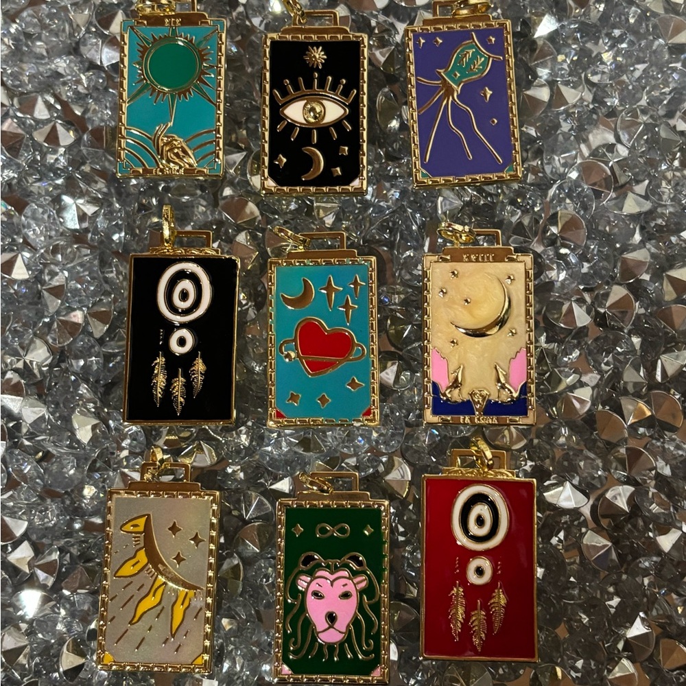 BUYERS CHOICE: Colorful Tarot-Inspired Pendants. $6 each / $33 for ALL 9